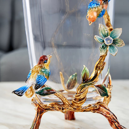 Crystalline Spiral & Orchid Songbird Vase