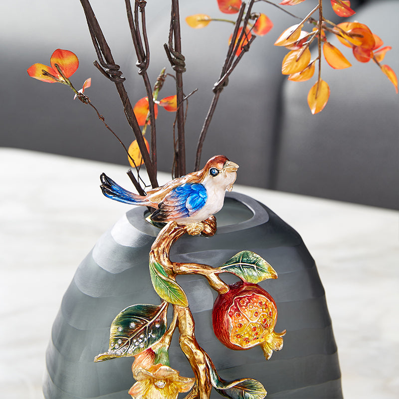 Charcoal Frost "Golden Pomegranate" Artisan Vase