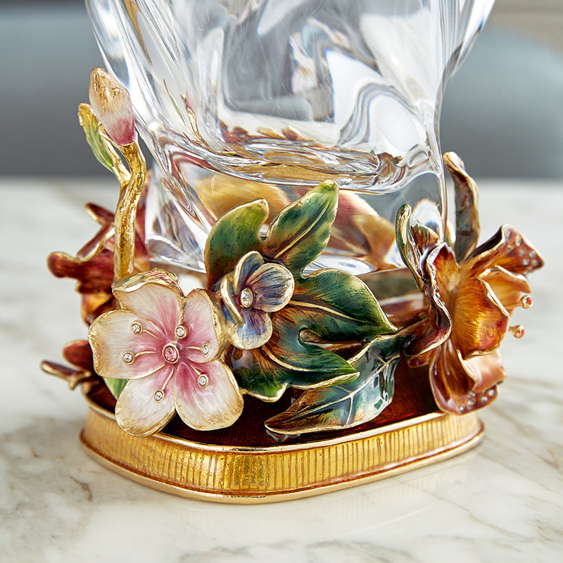 Crystalline Spiral & Orchid Songbird Vase