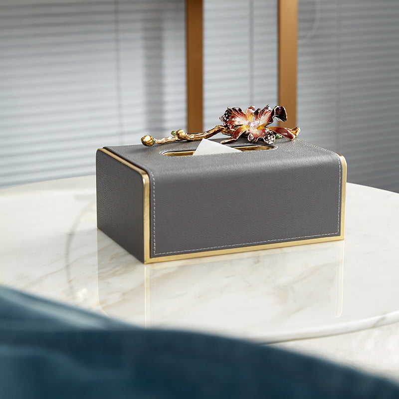 Charcoal Serenity Orchid Tissue Box
