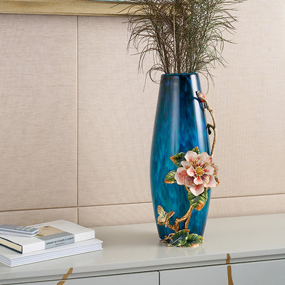 Sapphire Night "Jeweled Peony" Art Vase