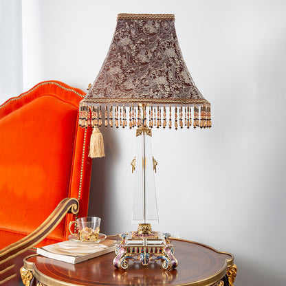Imperial Lion Obelisk Crystal Lamp