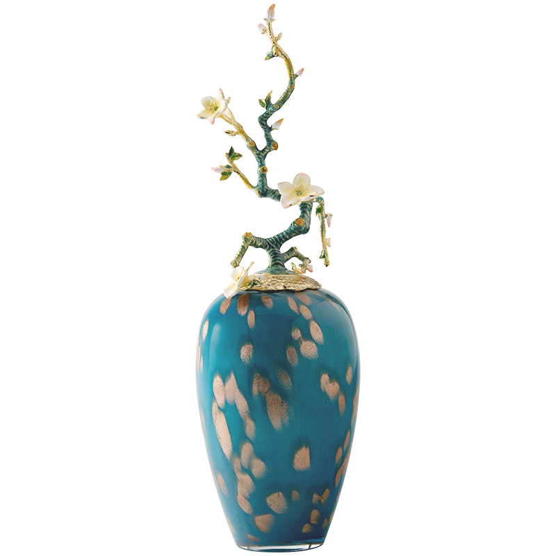 Azure Radiance "Blossom Branch" Glass Vase