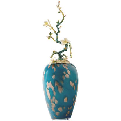 Azure Radiance "Blossom Branch" Glass Vase