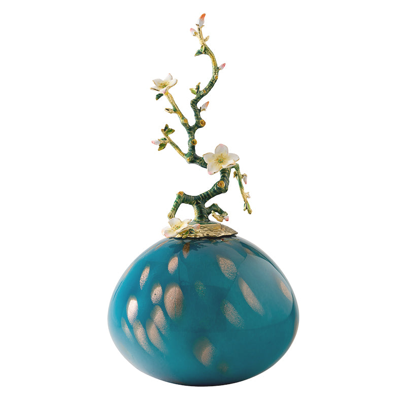 Azure Radiance "Blossom Branch" Glass Vase