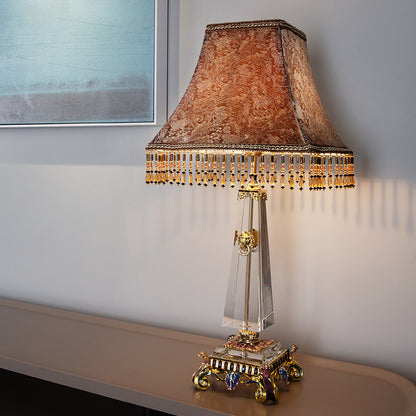 Imperial Lion Obelisk Crystal Lamp