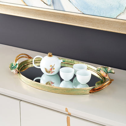 Lotus Serenity Oval Mirrored Tray