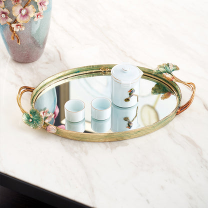 Lotus Serenity Oval Mirrored Tray