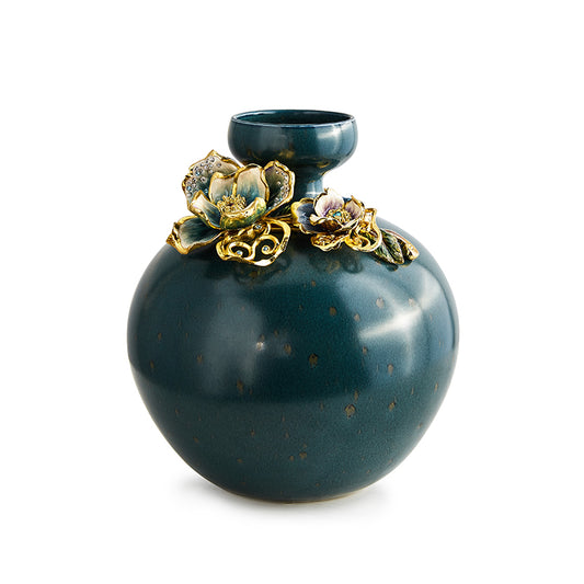 Emerald Crown Ceramic Vase