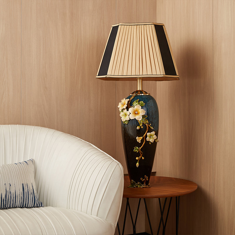 Midnight Azure Frog & Blossom Lamp