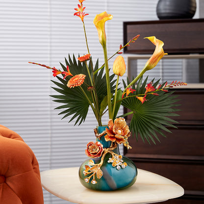 مزهرية فنية "أزور صن رايز" بعنوان "جويلد بلوم"