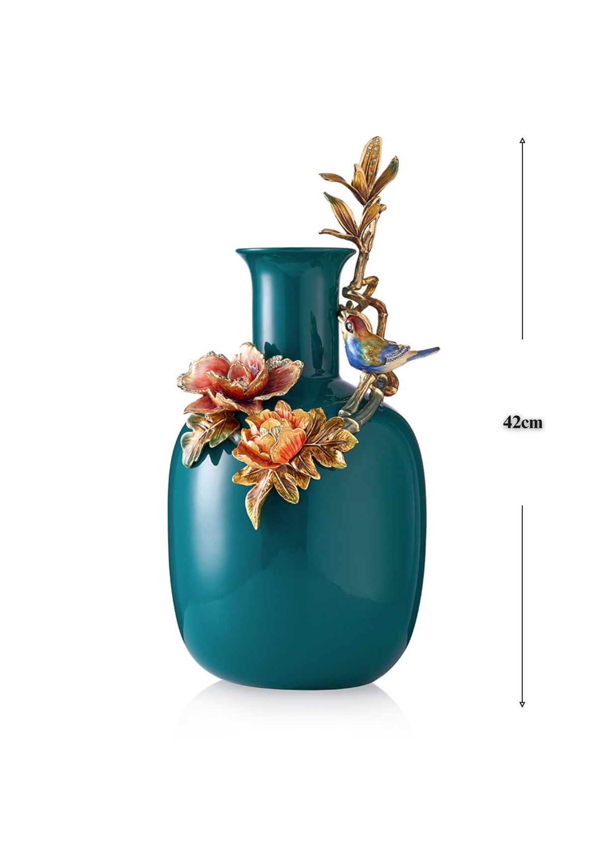 Teal Blossom Ceramic Vase