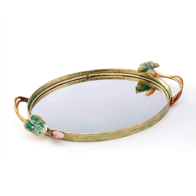 Lotus Serenity Oval Mirrored Tray