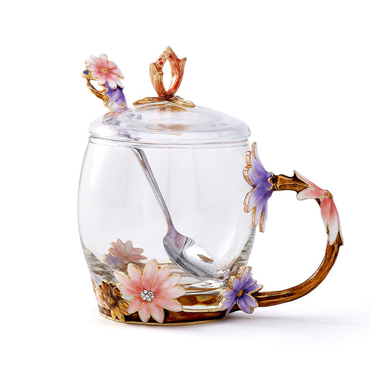 Wildflower Haven Enameled Glass Tea