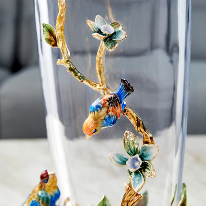 Crystalline Spiral & Orchid Songbird Vase