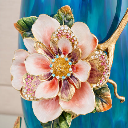 Sapphire Night "Jeweled Peony" Art Vase