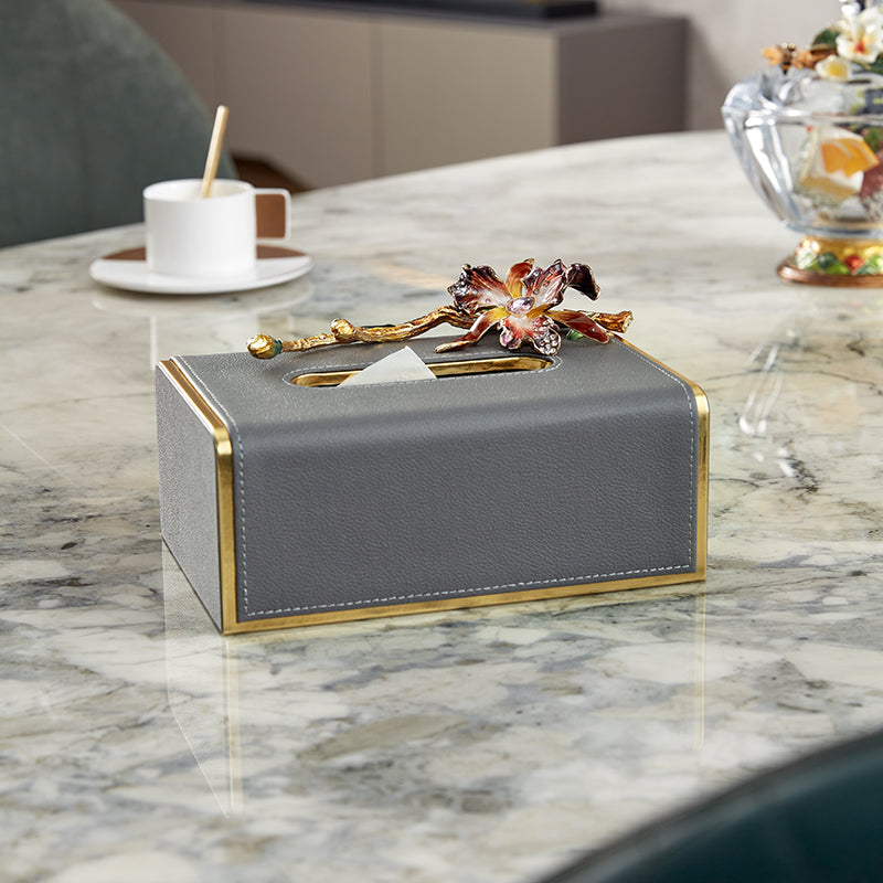 Charcoal Serenity Orchid Tissue Box