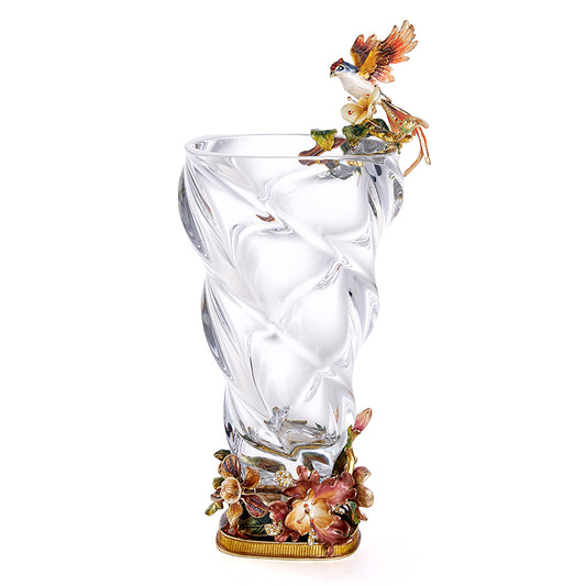 Crystalline Spiral & Orchid Songbird Vase
