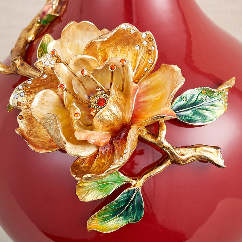 مزهرية إمبريال كريمزون "النرجس الذهبي" الكبيرة