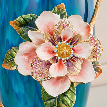 Sapphire Night "Jeweled Peony" Art Vase