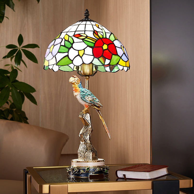 Imperial Parrot Tiffany Art Glass Lamp