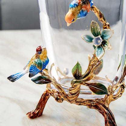 Crystalline Spiral & Orchid Songbird Vase