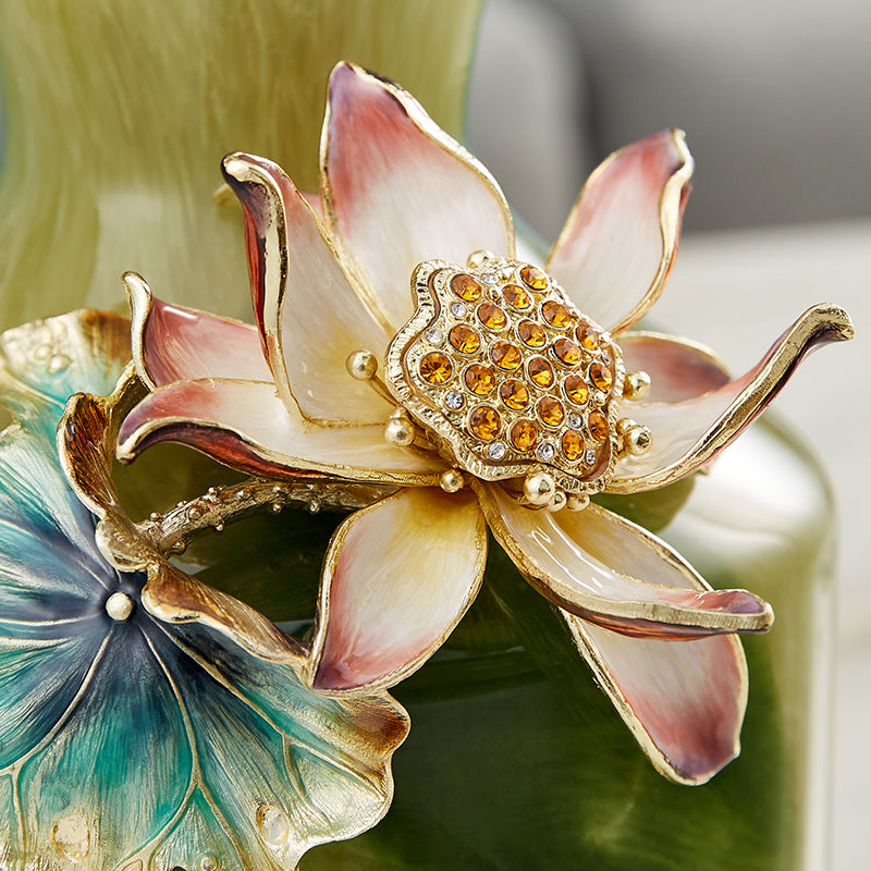Verdant Mist "Lotus & Kingfisher" Art Vase