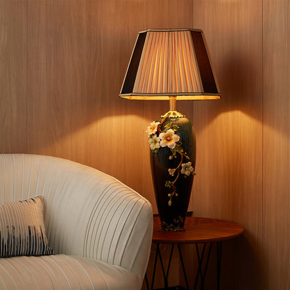 Midnight Azure Frog & Blossom Lamp