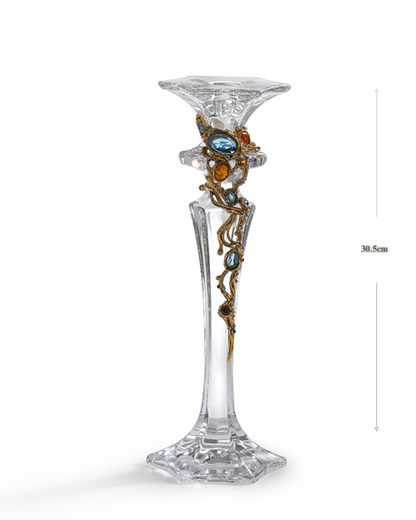 Azure & Amber Jeweled Crystal Spire