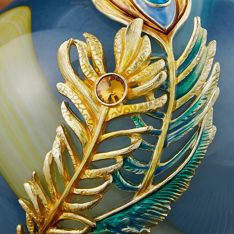 Imperial Azure "Peacock Plume" Jeweled Vase