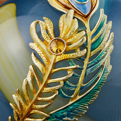 Imperial Azure "Peacock Plume" Jeweled Vase