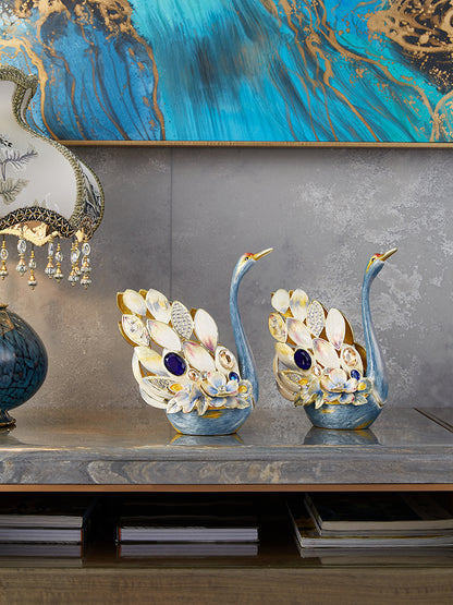 Celestial Blue Jeweled Swan