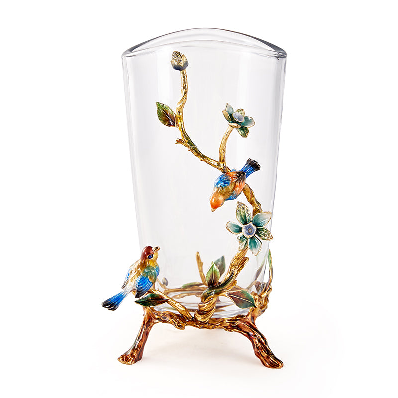 Crystalline Spiral & Orchid Songbird Vase