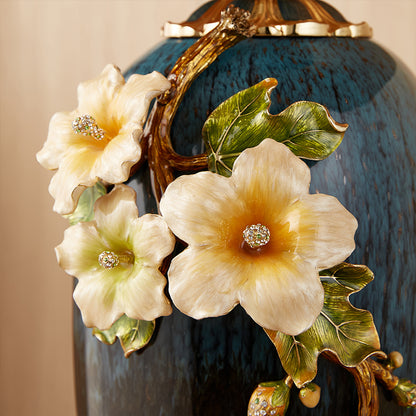 Midnight Azure Frog & Blossom Lamp