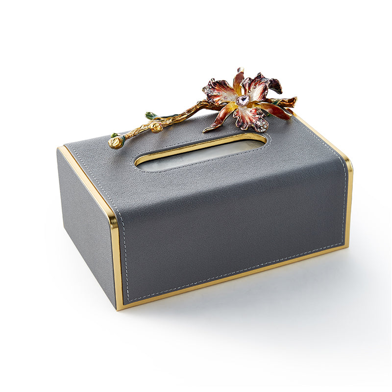 Charcoal Serenity Orchid Tissue Box