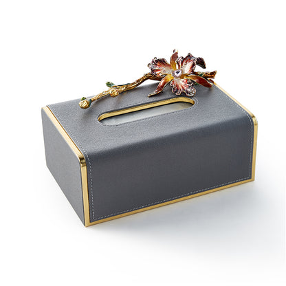 Charcoal Serenity Orchid Tissue Box