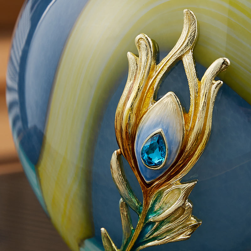 Imperial Azure "Peacock Plume" Jeweled Vase