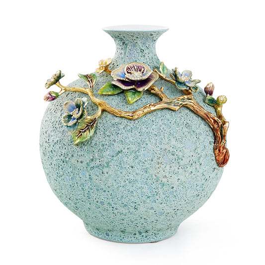 Verdant Moss Gilded Vase