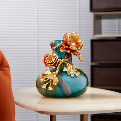 مزهرية فنية "أزور صن رايز" بعنوان "جويلد بلوم"