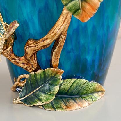Sapphire Night "Jeweled Peony" Art Vase