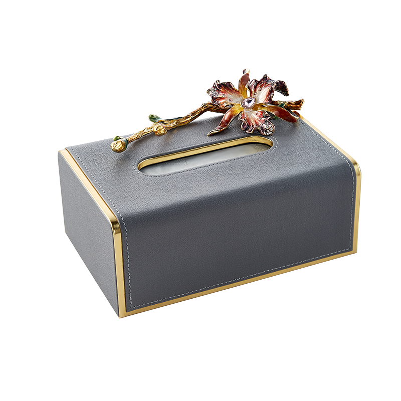 Charcoal Serenity Orchid Tissue Box
