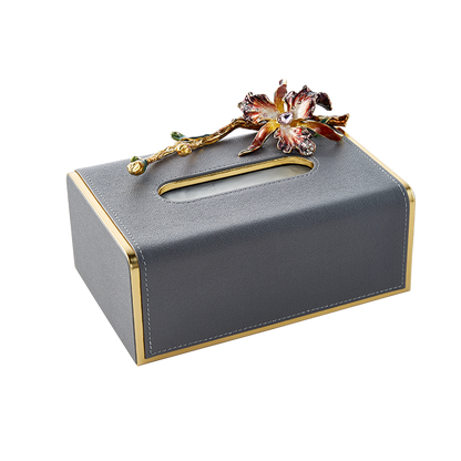 Charcoal Serenity Orchid Tissue Box