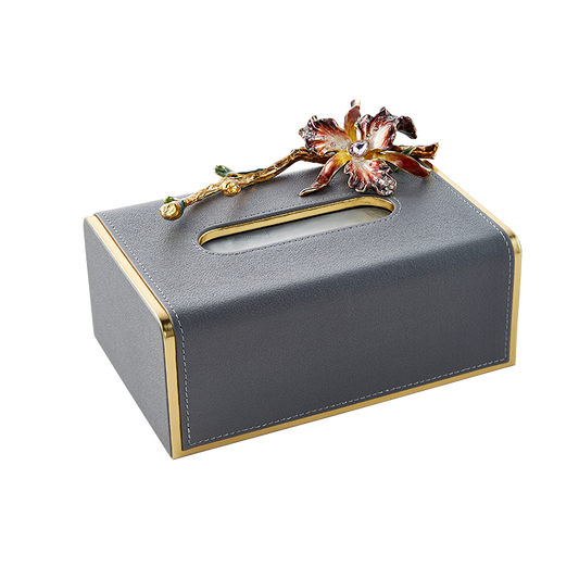 Charcoal Serenity Orchid Tissue Box