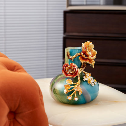 مزهرية فنية "أزور صن رايز" بعنوان "جويلد بلوم"