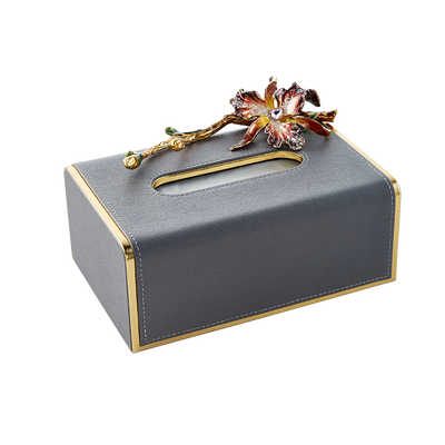 Charcoal Serenity Orchid Tissue Box