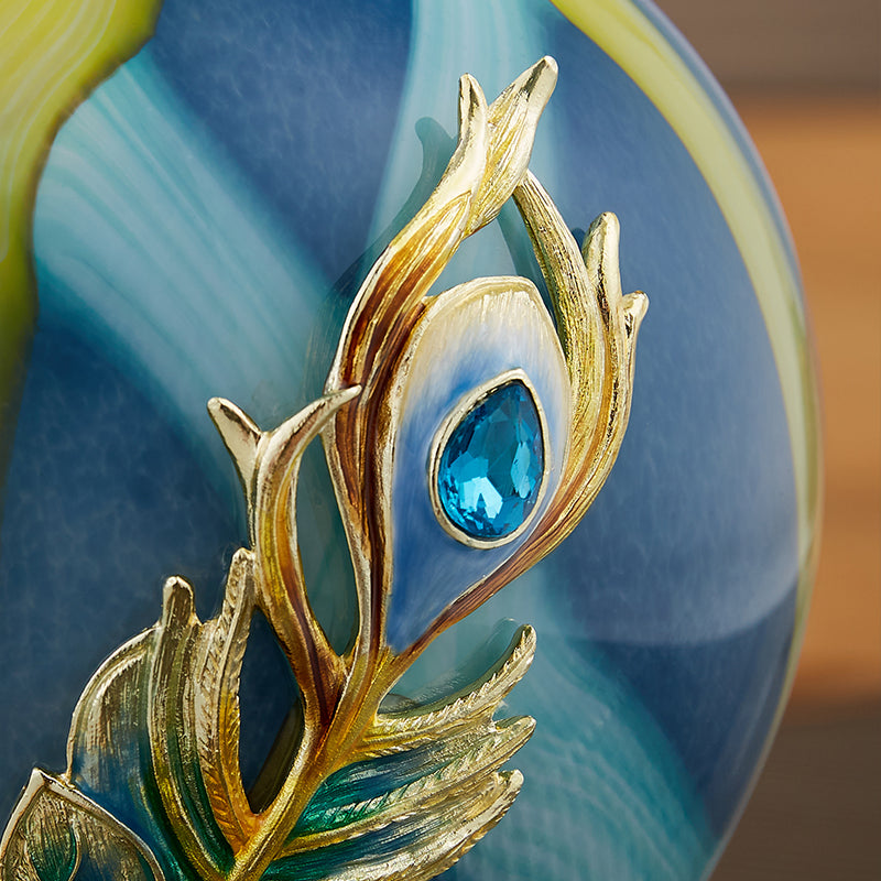 Imperial Azure "Peacock Plume" Jeweled Vase