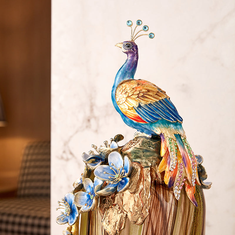 Majestic Peacock Glass Vase