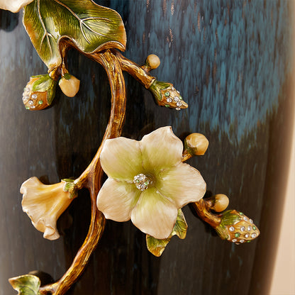 Midnight Azure Frog & Blossom Lamp