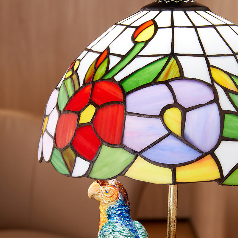 Imperial Parrot Tiffany Art Glass Lamp