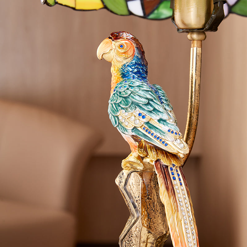 Imperial Parrot Tiffany Art Glass Lamp